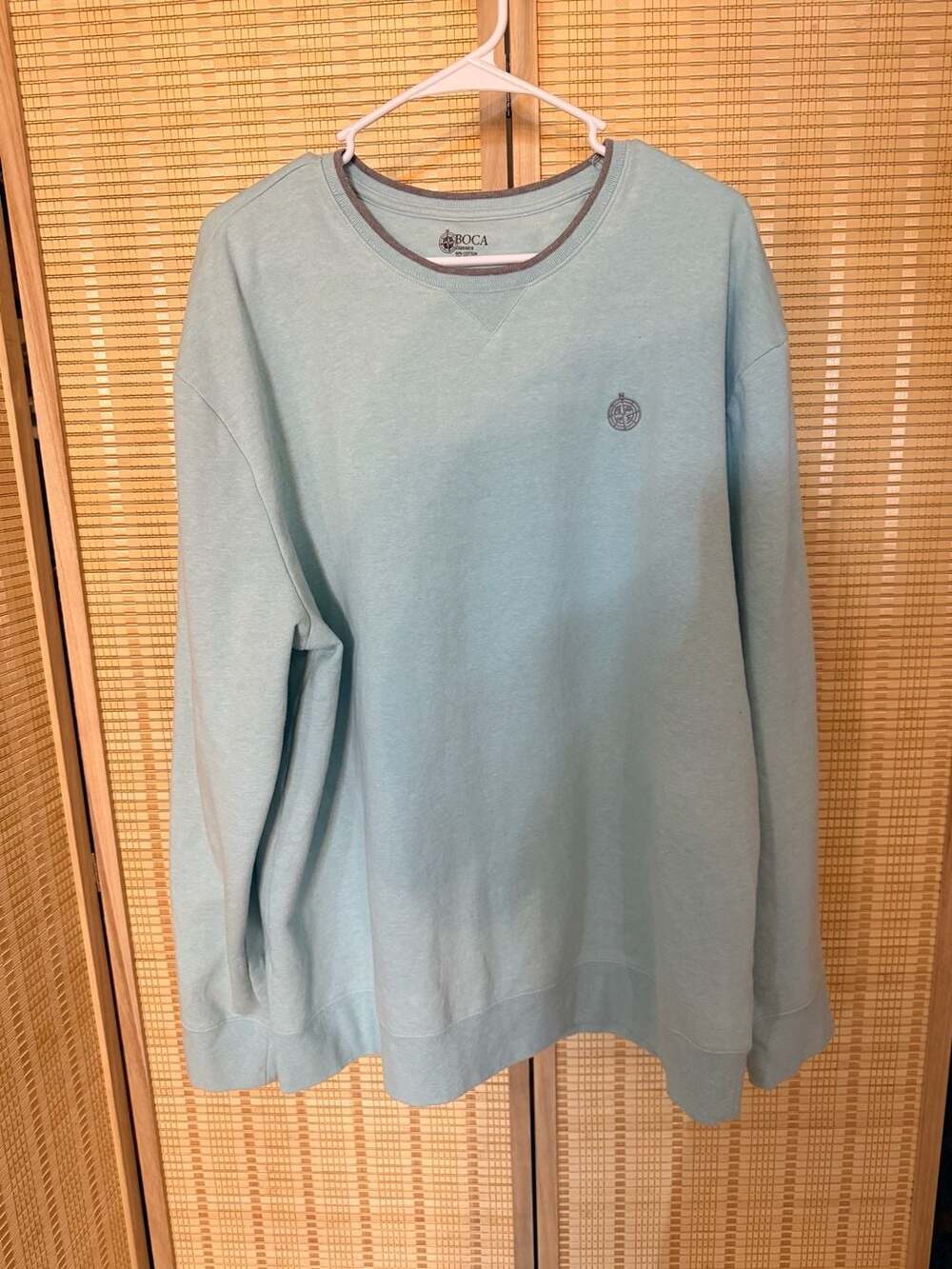 Boca Classics Men's Light Blue Crewneck Sweatshirt with Compass Logo XXL